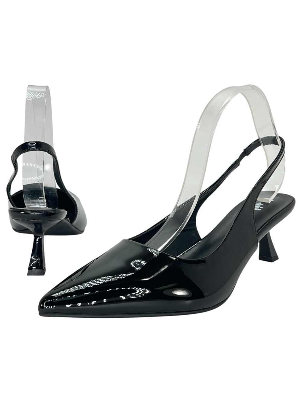 Vaila Lisa Black Patent Leather Slingback Womens Heels Size 13M - Picture 7 of 10